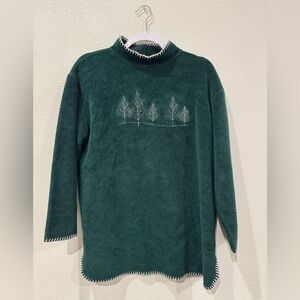 Coldwater Creek Forest Green Embroidered Sweatshirt